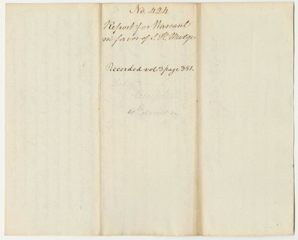 Miniature of Report 424: Report for a Warrant in Favor of S.H. Mudge and Company, Proprietors of the Cumberland and Oxford Canal Lottery