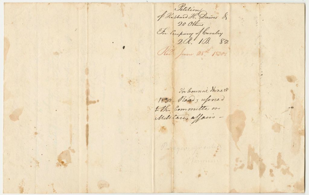 Miniature of Petition of Hubbard H. Dawes and Others for a Company of Cavalry