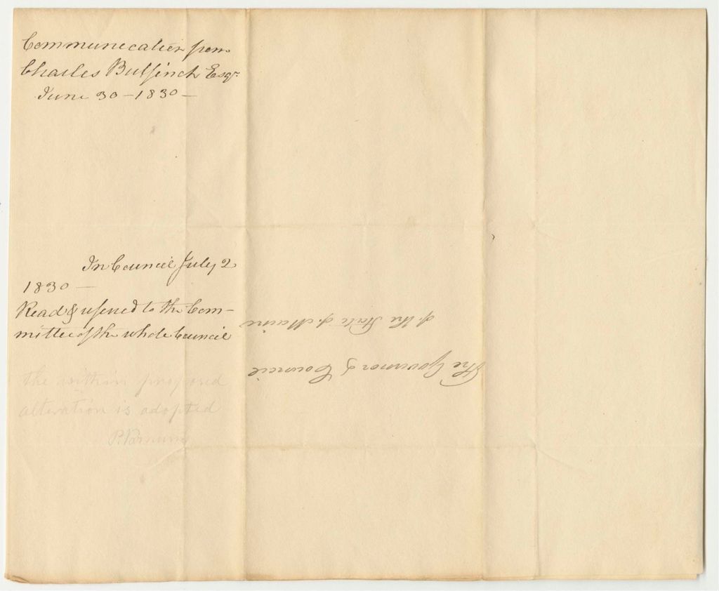 Miniature of Communication of Charles Bulfinch, Esq., in Relation to the State House