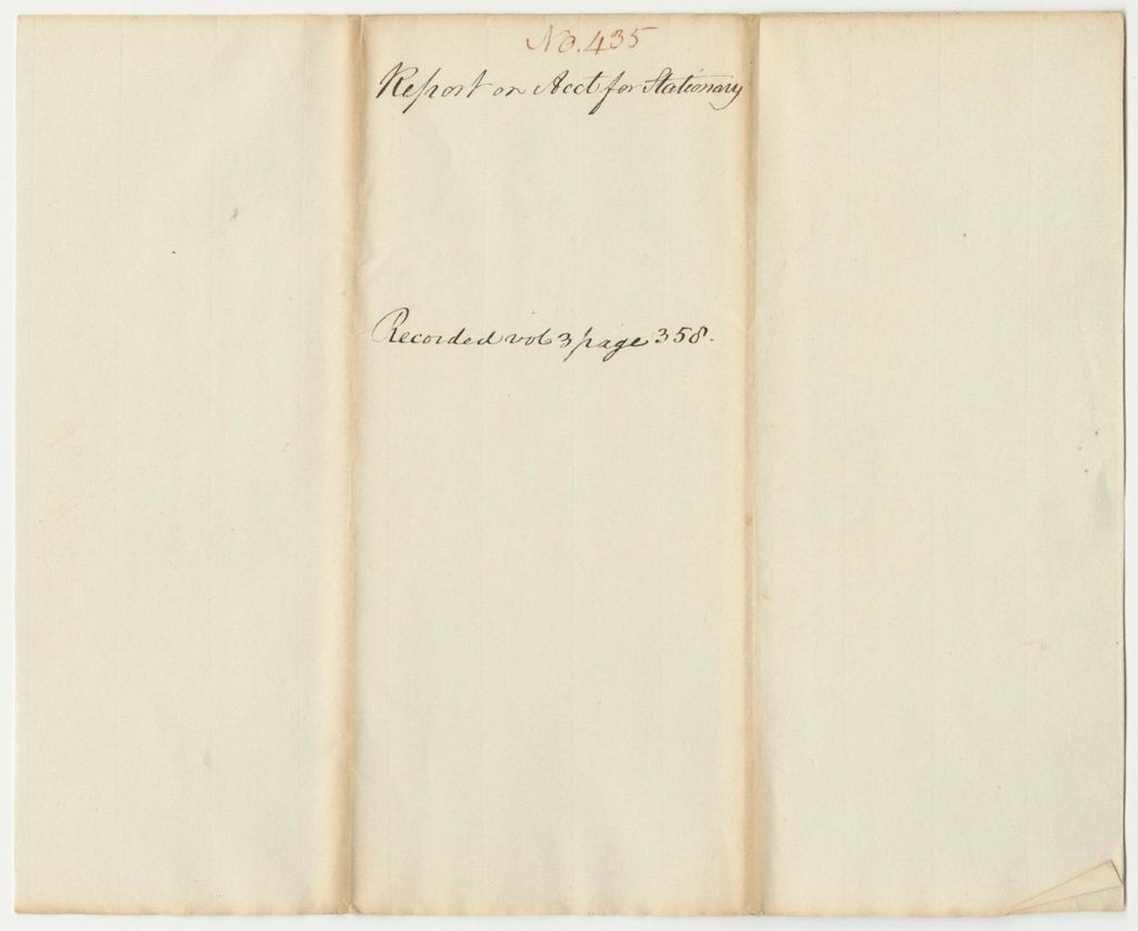 Miniature of Report 435: Report on the Account for Stationary