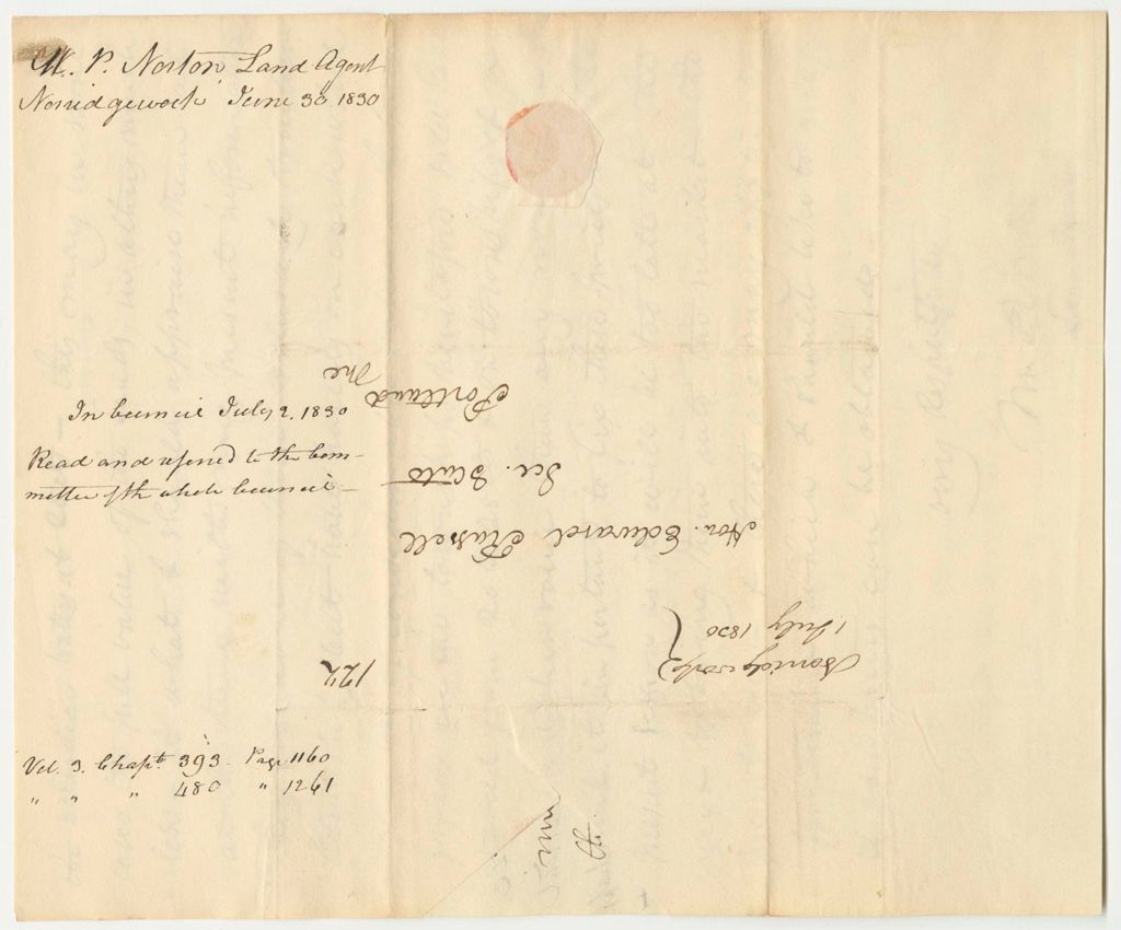 Miniature of Communication from Milford P. Norton, Land Agent