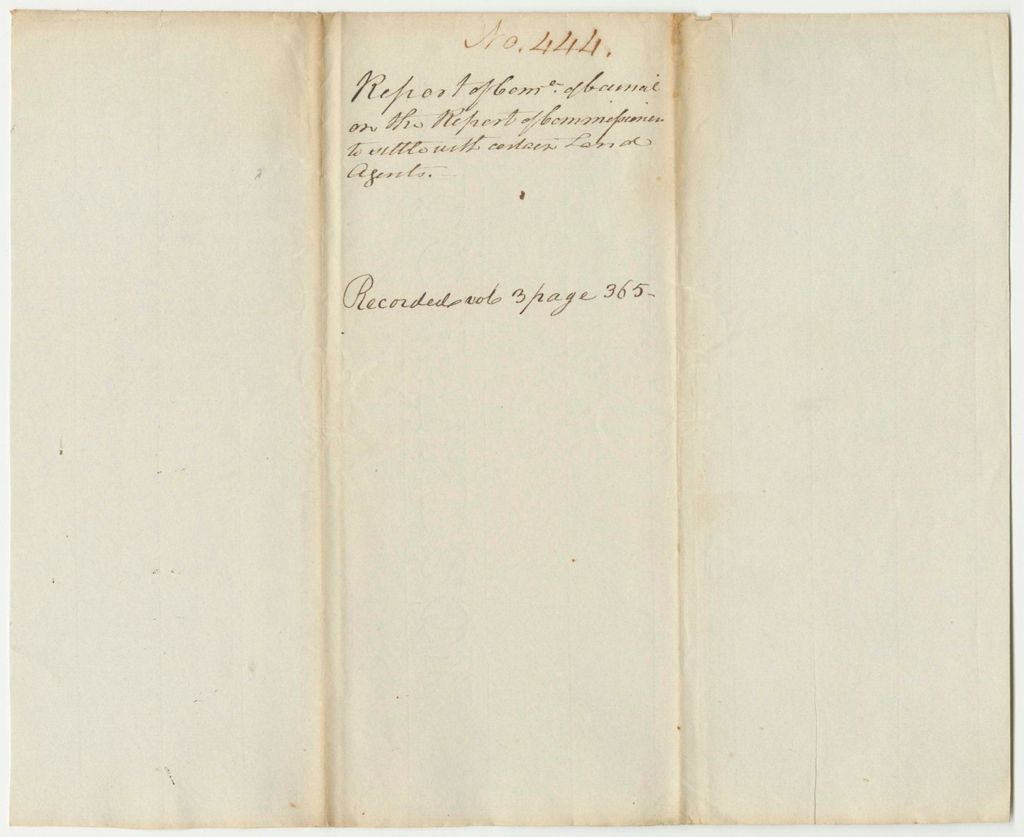 Miniature of Report 444: Report on the Commissioners Appointed to Settle with Certain Land Agents