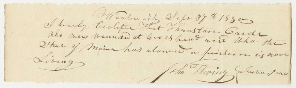 Miniature of Report 452: Report on the Warrant in Favor of Thurston Card for a Pension