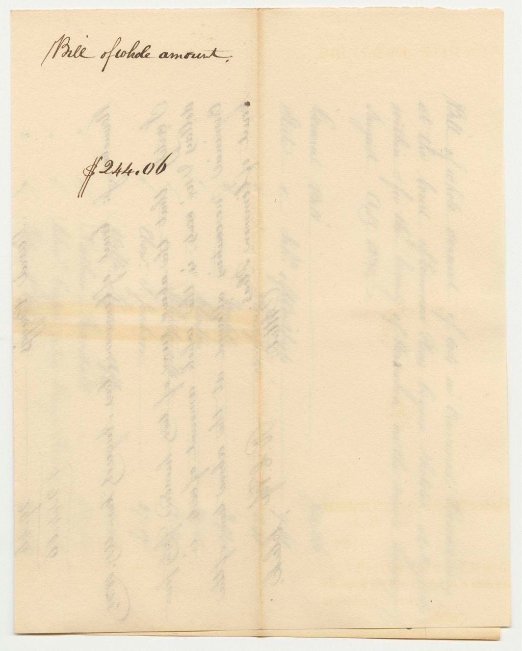 Miniature of Bill of Whole Amount of Costs in Criminal Prosecutions at the Court of Common Pleas in Kennebec, August Term 1830