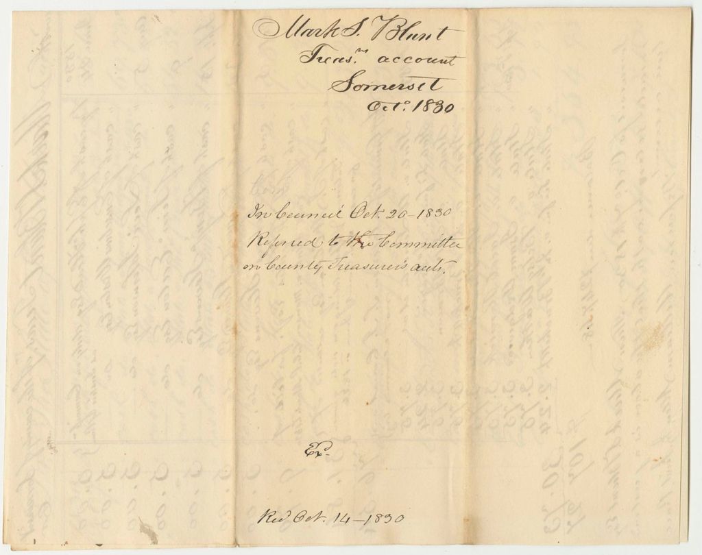 Miniature of Account of Mark S. Blunt, Esq., Treasurer of Somerset County