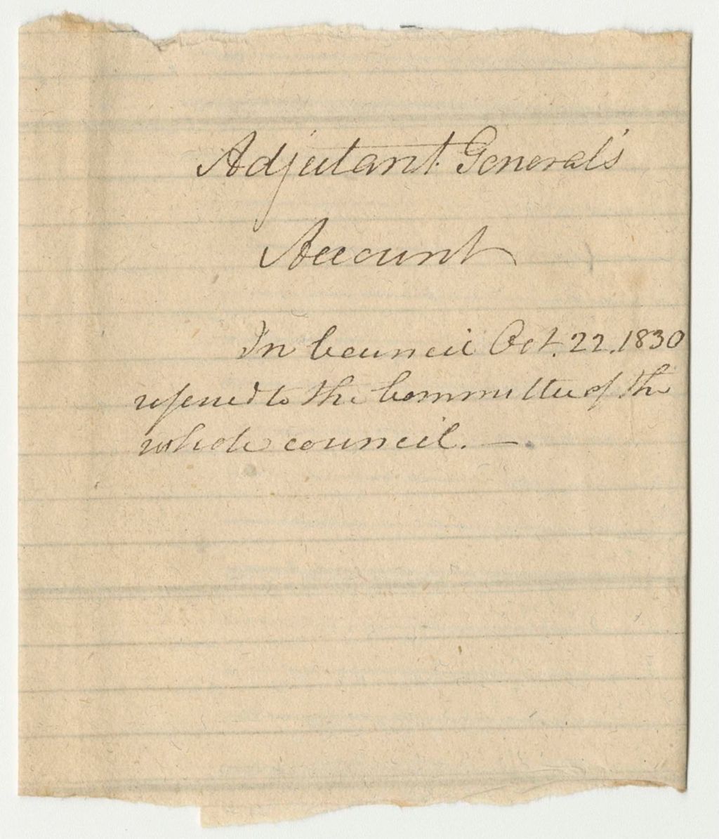 Miniature of Account of Samuel G. Ladd, Adjutant General
