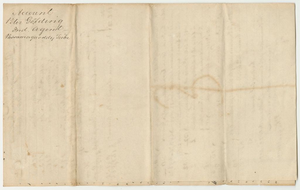 Miniature of Account of Peter Goudling, Passamaquoddy Indian Agent