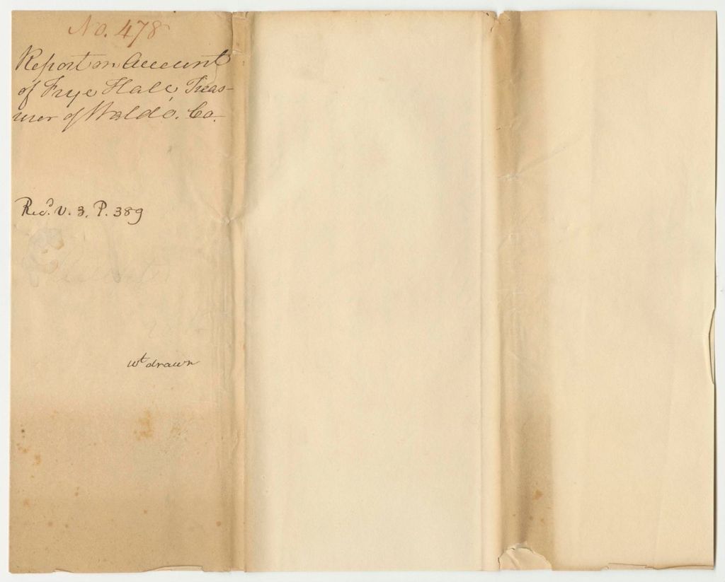 Miniature of Report 478: Report on the Account of Frye Hall, Treasurer of Waldo County