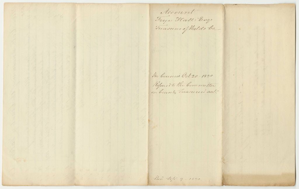 Miniature of Account of Frye Hall, Treasurer of Waldo County
