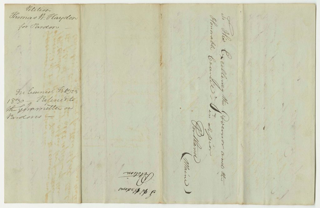 Miniature of Petition of Thomas Hayden for a Pardon
