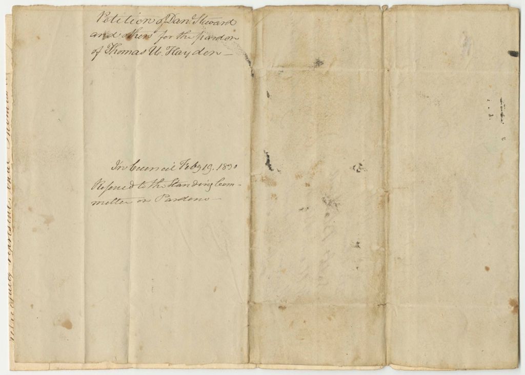 Miniature of Petition of Dan Steward and Others for the Pardon of Thomas Hayden