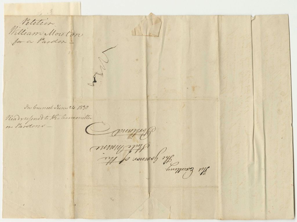 Miniature of Petition of William Morton for a Pardon