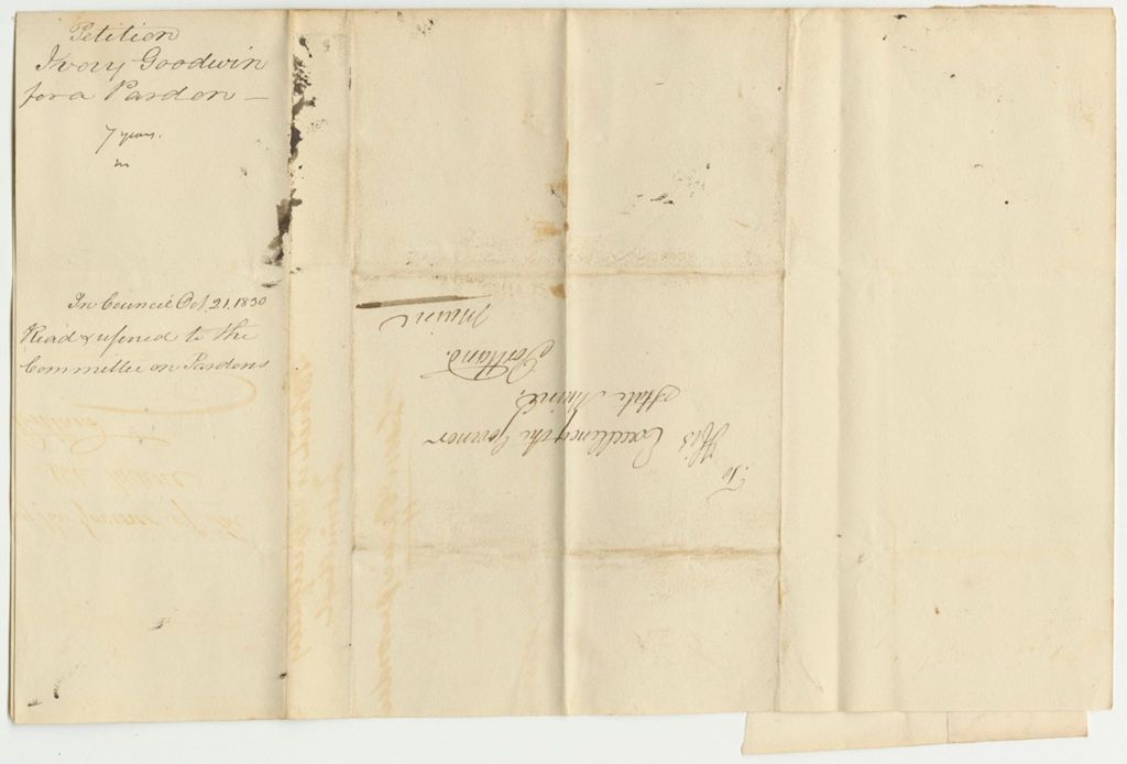Miniature of Petition of Ivory Goodwin for a Pardon