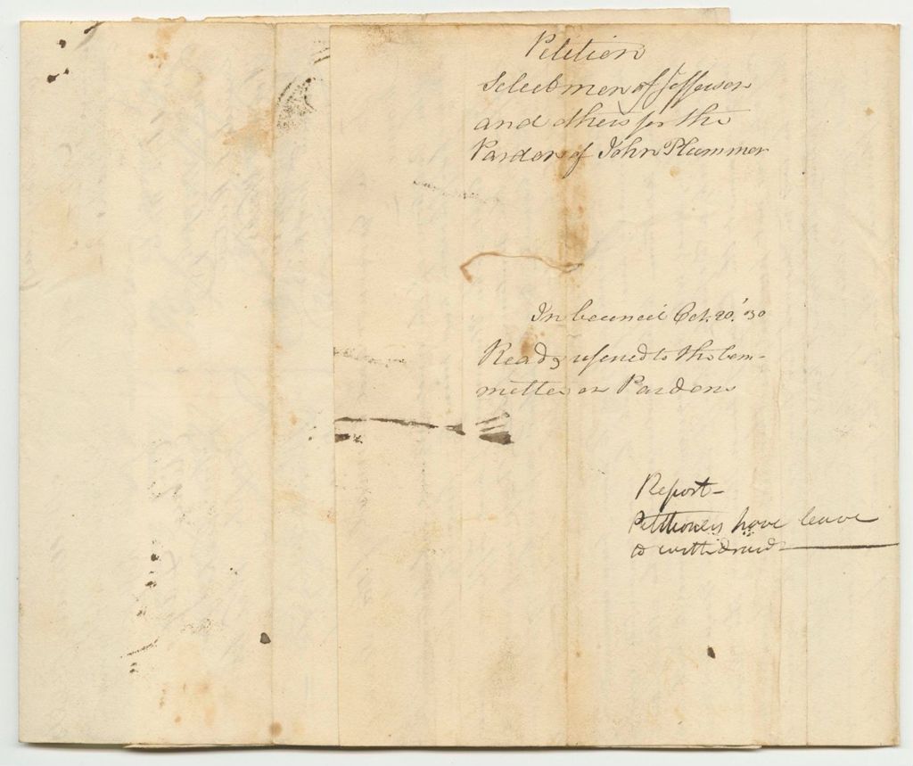 Miniature of Petition of the Selectmen of Jefferson and Others for the Pardon of John Plummer