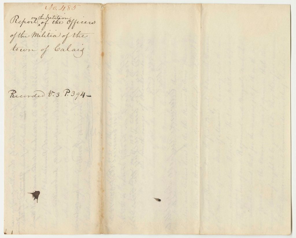 Miniature of Report 485: Report on the Petition of the Officers of the Militia in Calais for a Division of the Companies