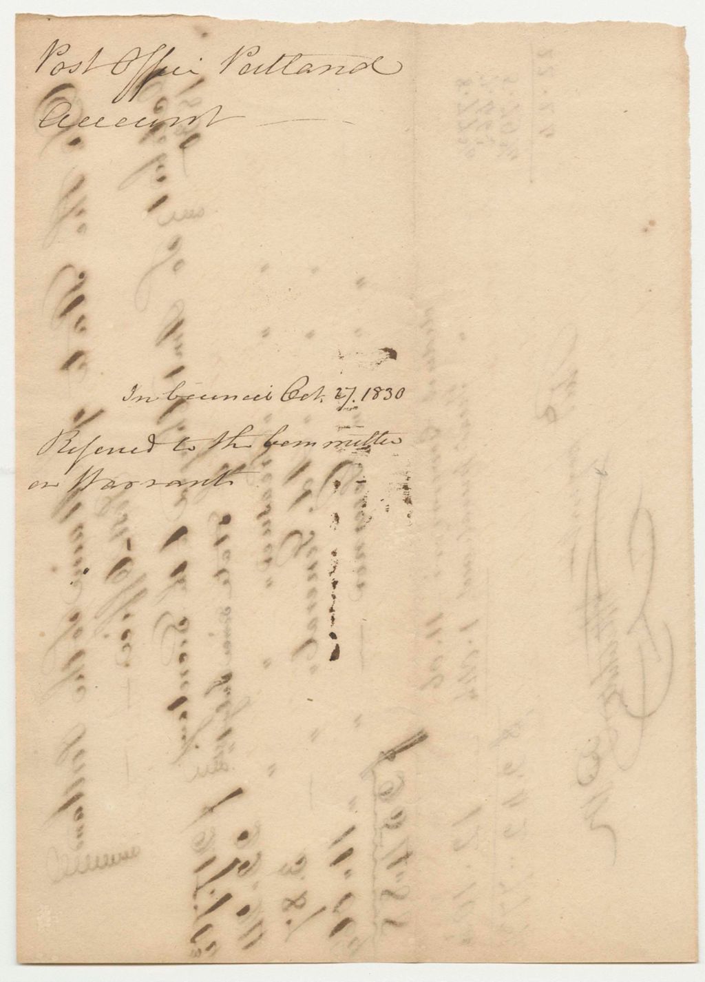 Miniature of Account of the Postmaster of Portland for Postage
