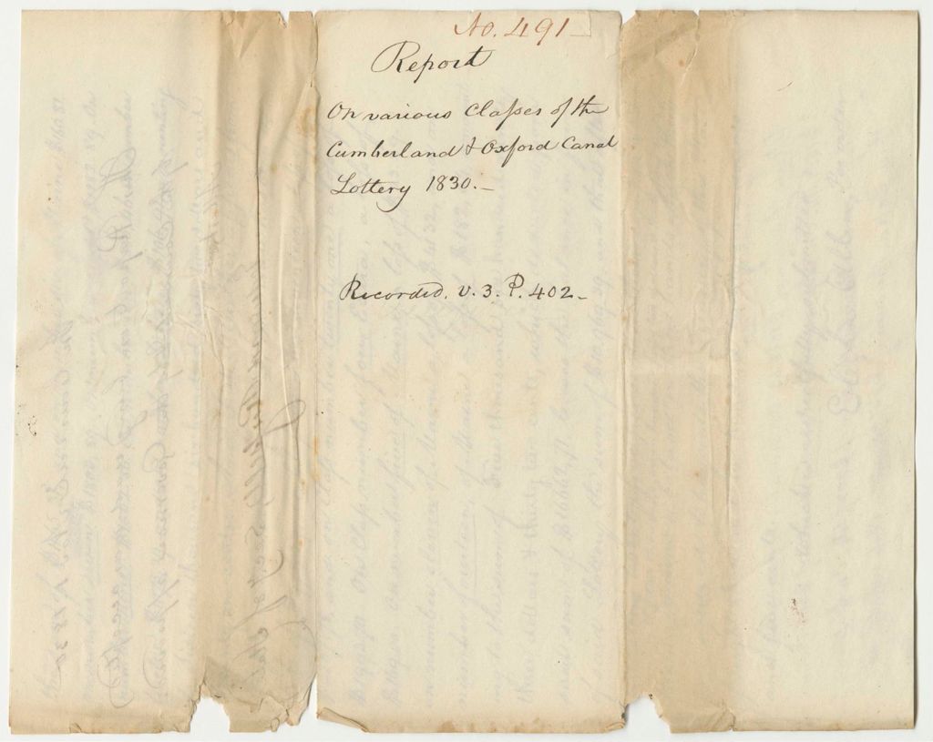 Miniature of Report 491: Report on Various Classes of the Cumberland and Oxford Canal Lottery