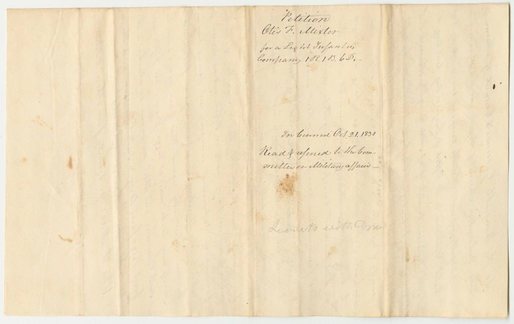 Miniature of Petition of Otis F. Mixter for a Light Infantry Company 1R.1B.6D.