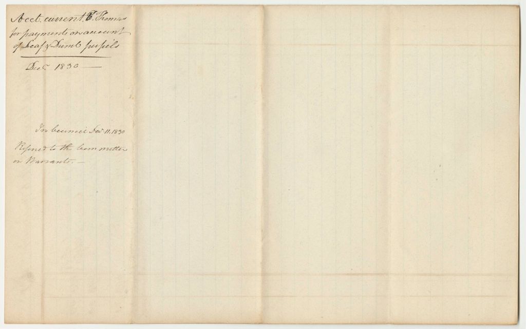 Miniature of Account of Elias Thomas, for Payment of Account of the Deaf and Dumb Pupils