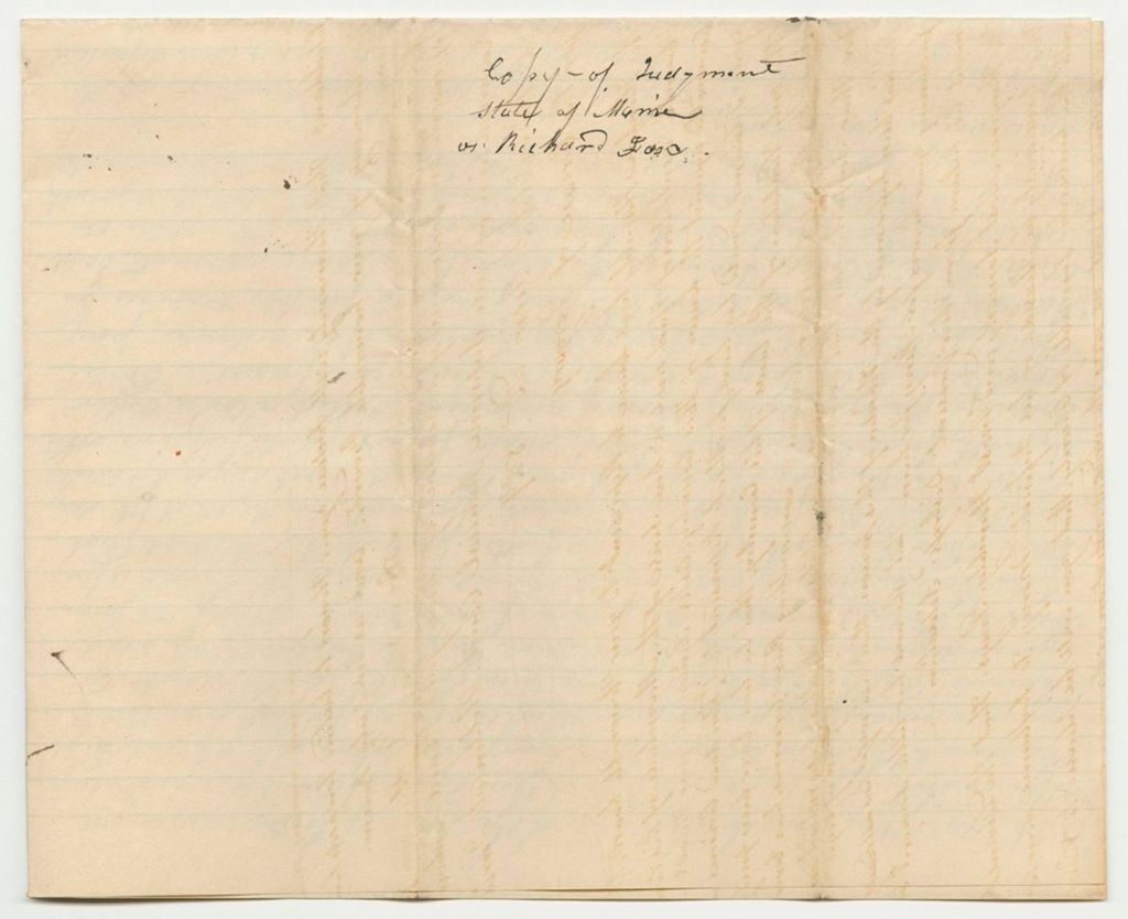 Miniature of State of Maine v. Richard Fox, Copy of Judgement