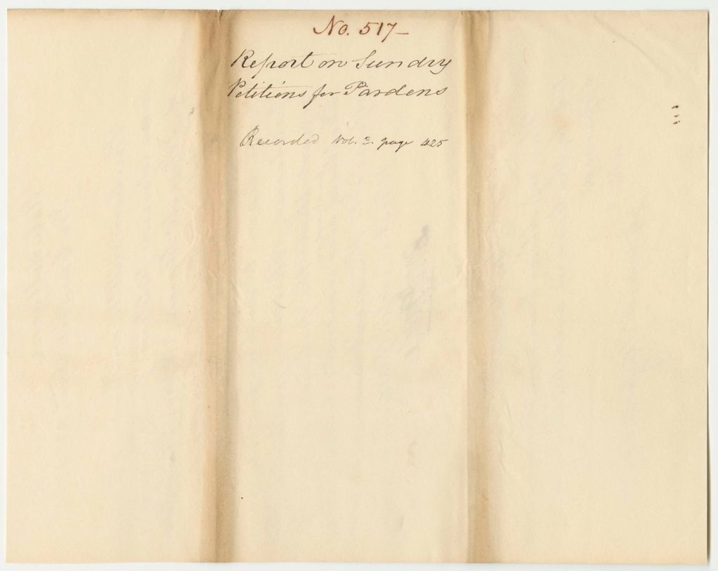 Miniature of Report 517: Report on Sundry Petitions for Pardons