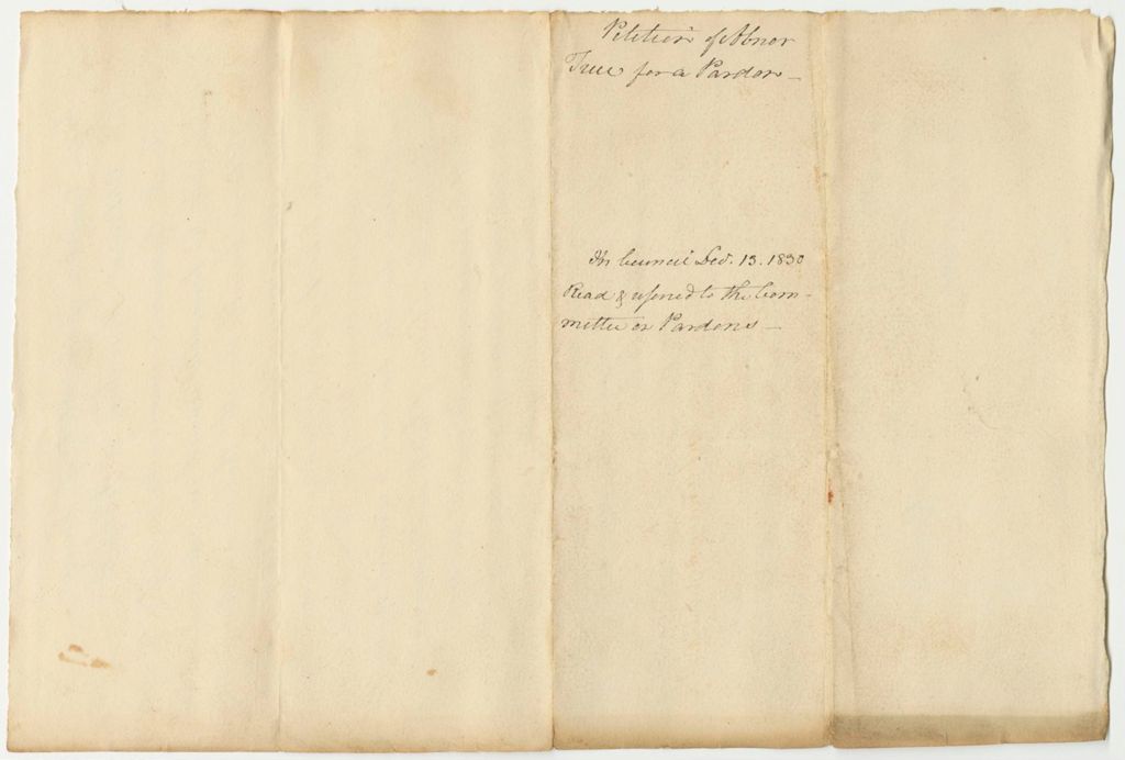 Miniature of Petition of Abner Free for a Pardon