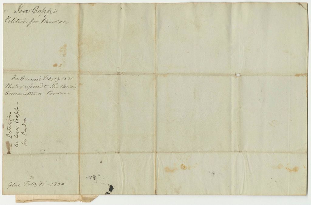 Miniature of Petition of Ira Copp for a Pardon