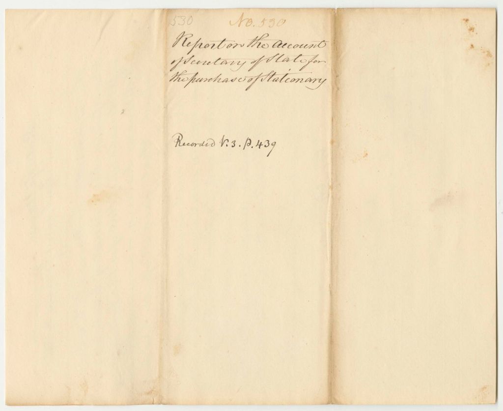 Miniature of Report 530: Report on the Account of the Secretary of State for the Purchase of Stationary