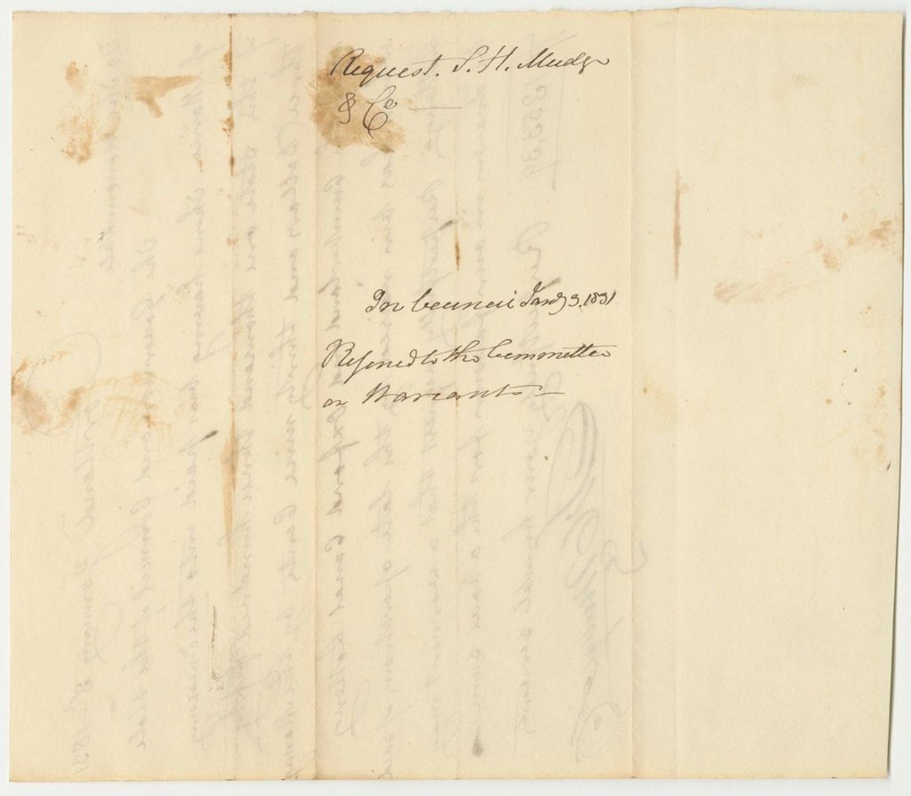 Miniature of Request of S.H. Mudge and Co., for Payment as Assigners of the Cumberland and Oxford Canal Lottery