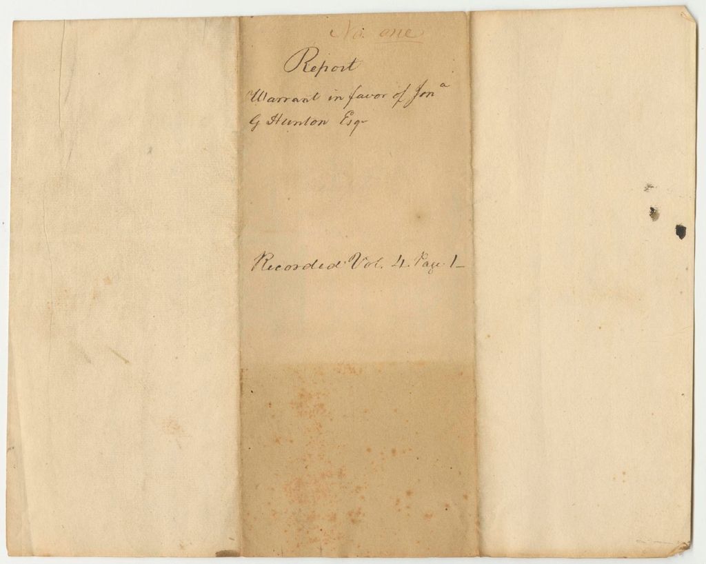 Miniature of Report 1: Report on the Warrant in Favor of Jonathon G. Hunton, Late Governor for Salary