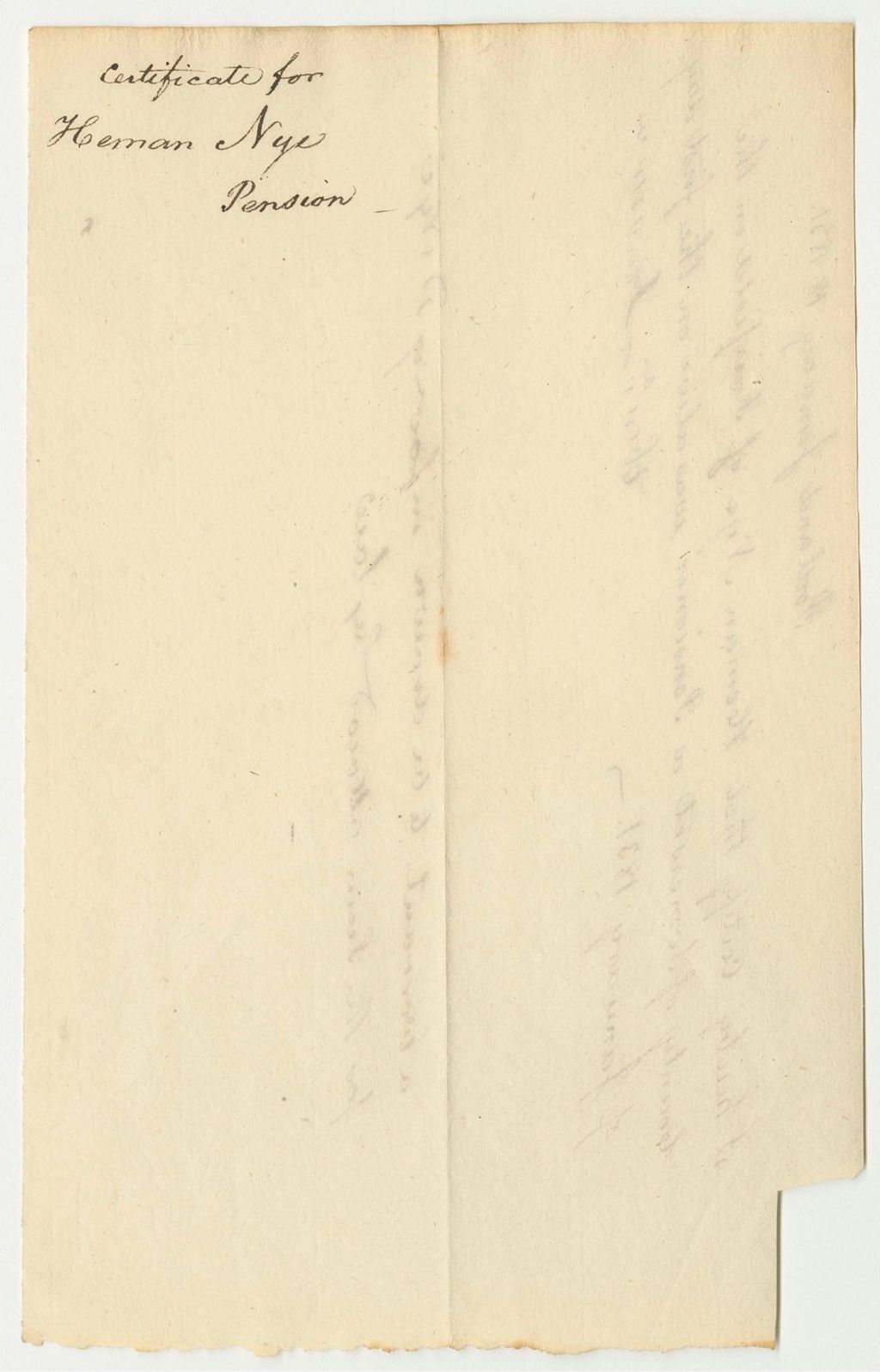 Miniature of Certificate for the Pension of Heman Nye