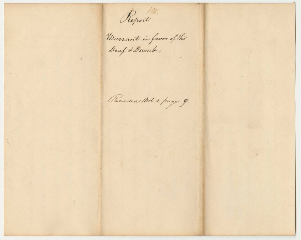Miniature of Report 14: Report on the Warrant in Favor of the Deaf and Dumb