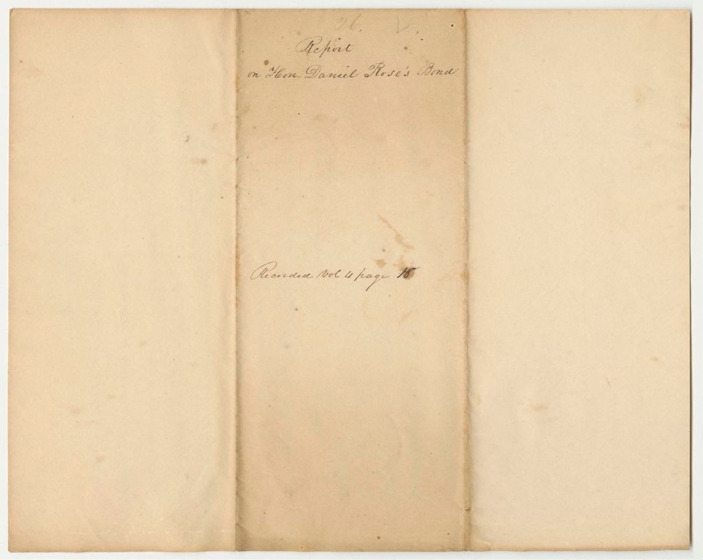 Miniature of Report 26: Report on Daniel Rose's Bond as Agent to Superintend the Sale and Settlement of the Public Lands