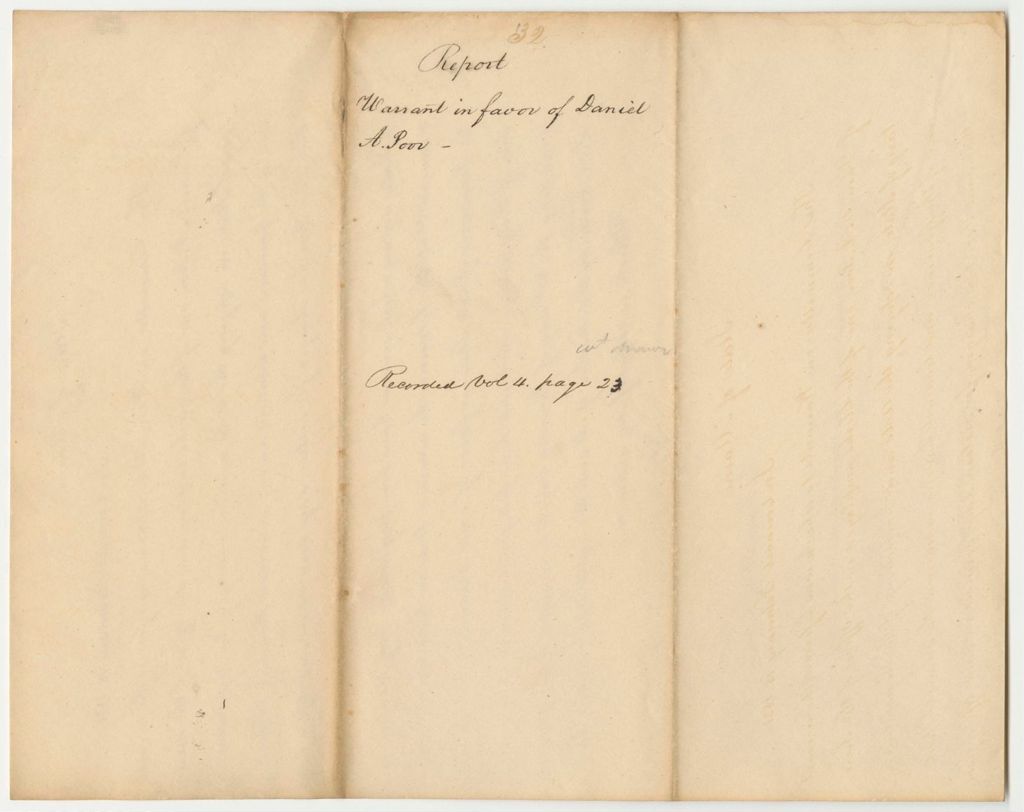 Miniature of Report 32: Report on the Warrant in Favor of Daniel A. Poor, Clerk in the Secretary of State's Office