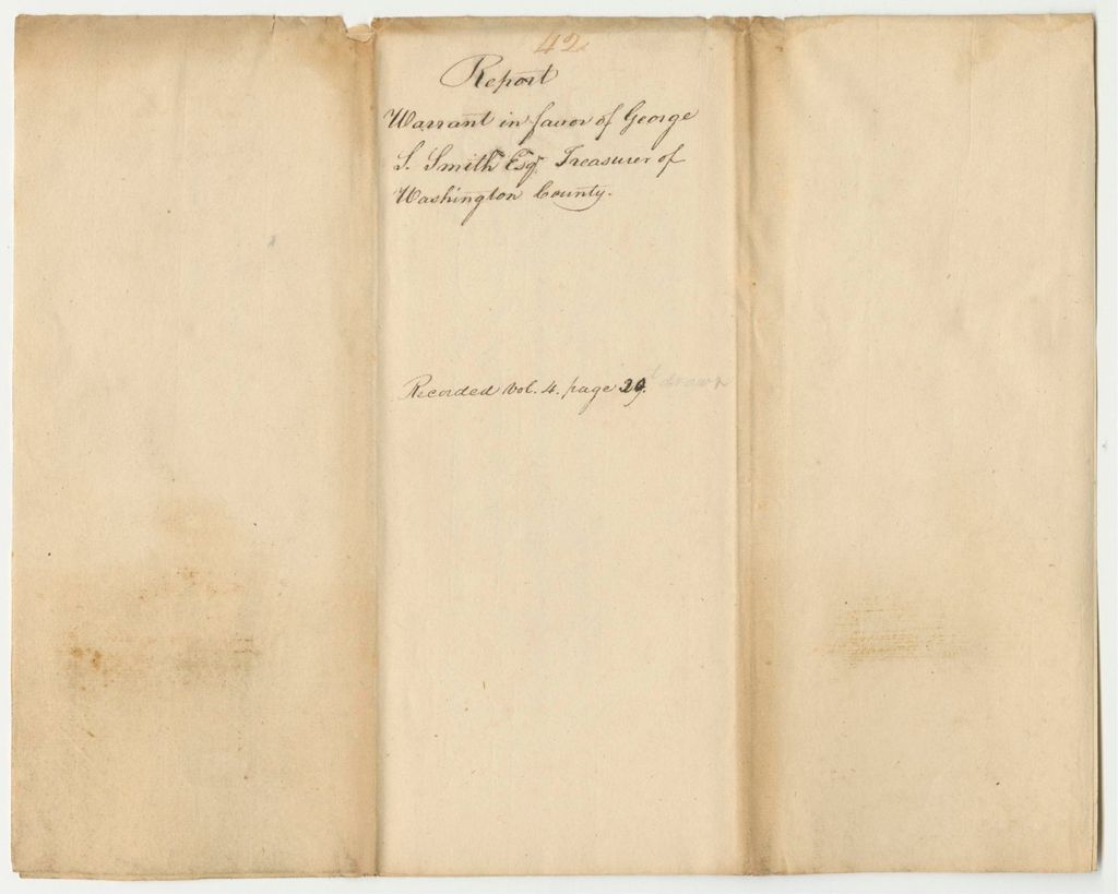 Miniature of Report 42: Report on the Warrant in Favor of George S. Smith, Esq., Treasurer of Washington County