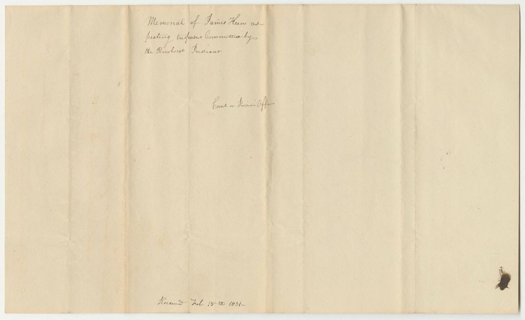 Miniature of Memorial of Jarius Keen Respecting Trespass Committed on by Fourteen Families of the Passamaqouddy Tribe of Indians