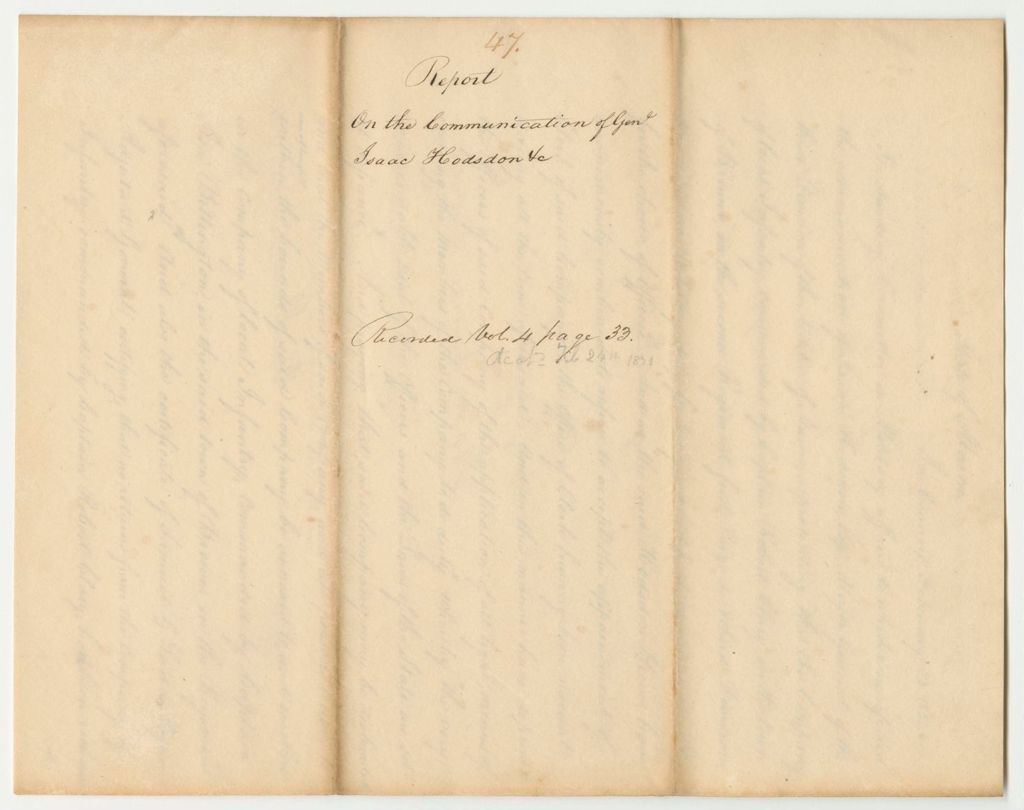 Miniature of Report 47: Report on the Communication of Gen. Isaac Hodsdon Regarding a Brewer Militia Company Refusing to Do Military Duty