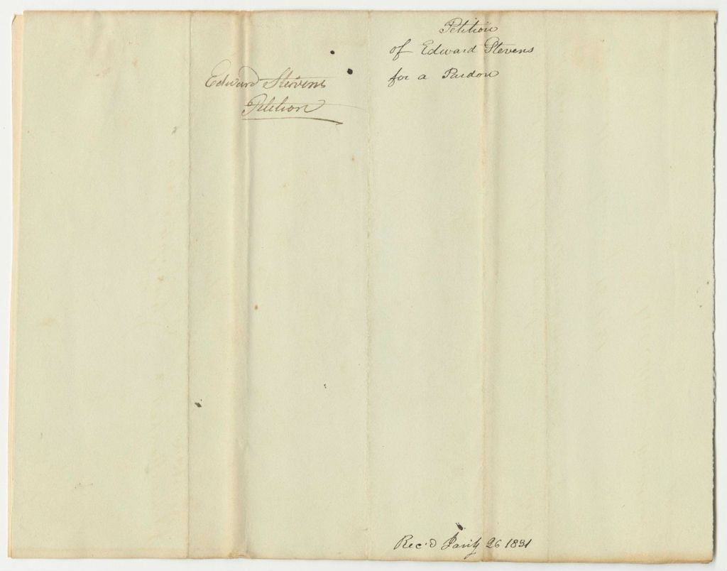 Miniature of Petition of Edward Stevens for a Pardon