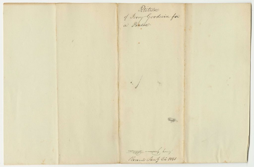Miniature of Petition of Ivory Goodwin for a Pardon
