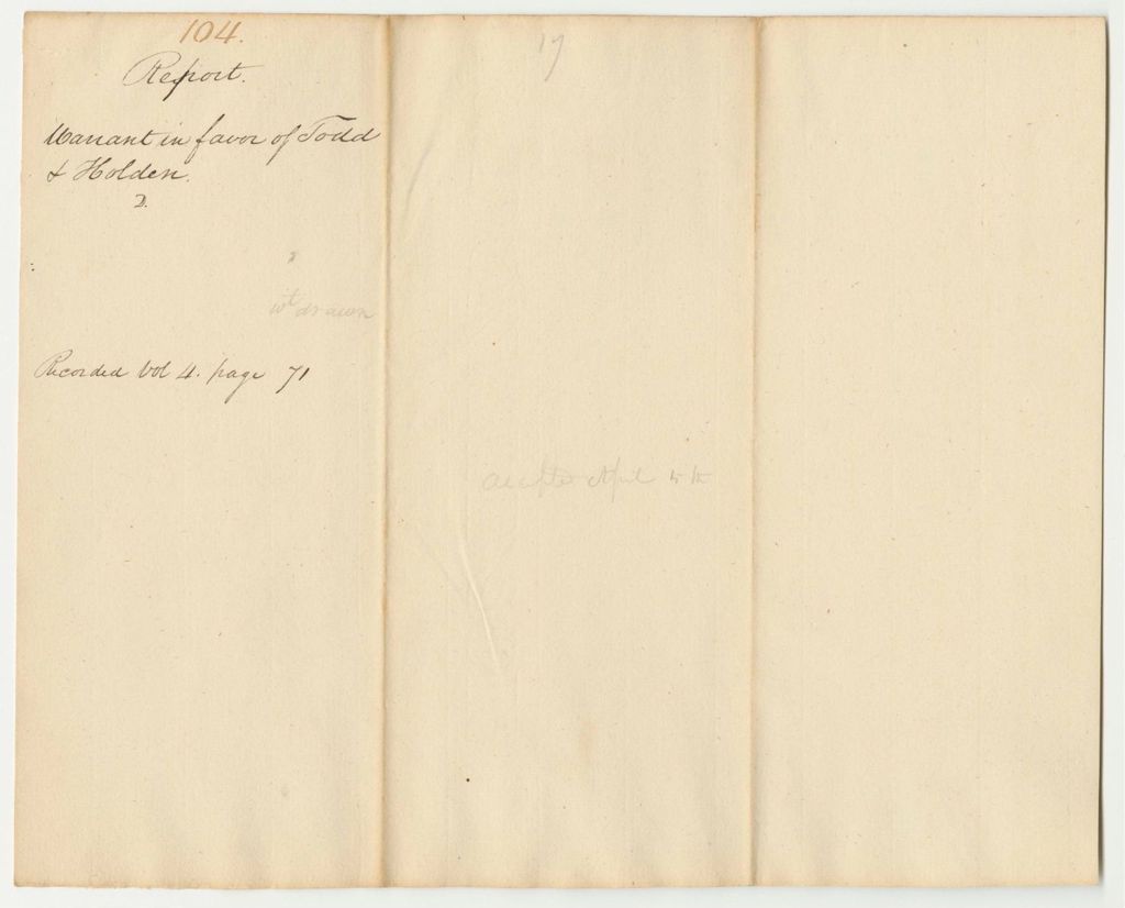 Miniature of Report 104: Report on the Warrant in Favor of Todd and Holden