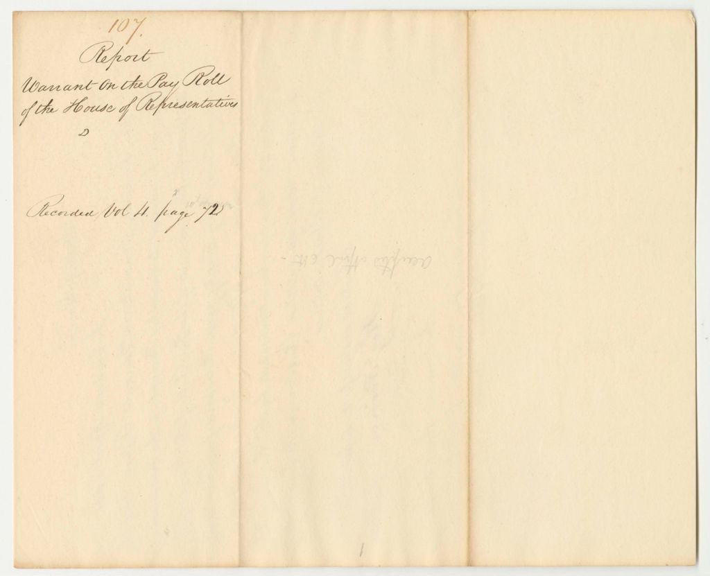 Miniature of Report 107: Report on the Warrant on the Payroll of the House of Representatives