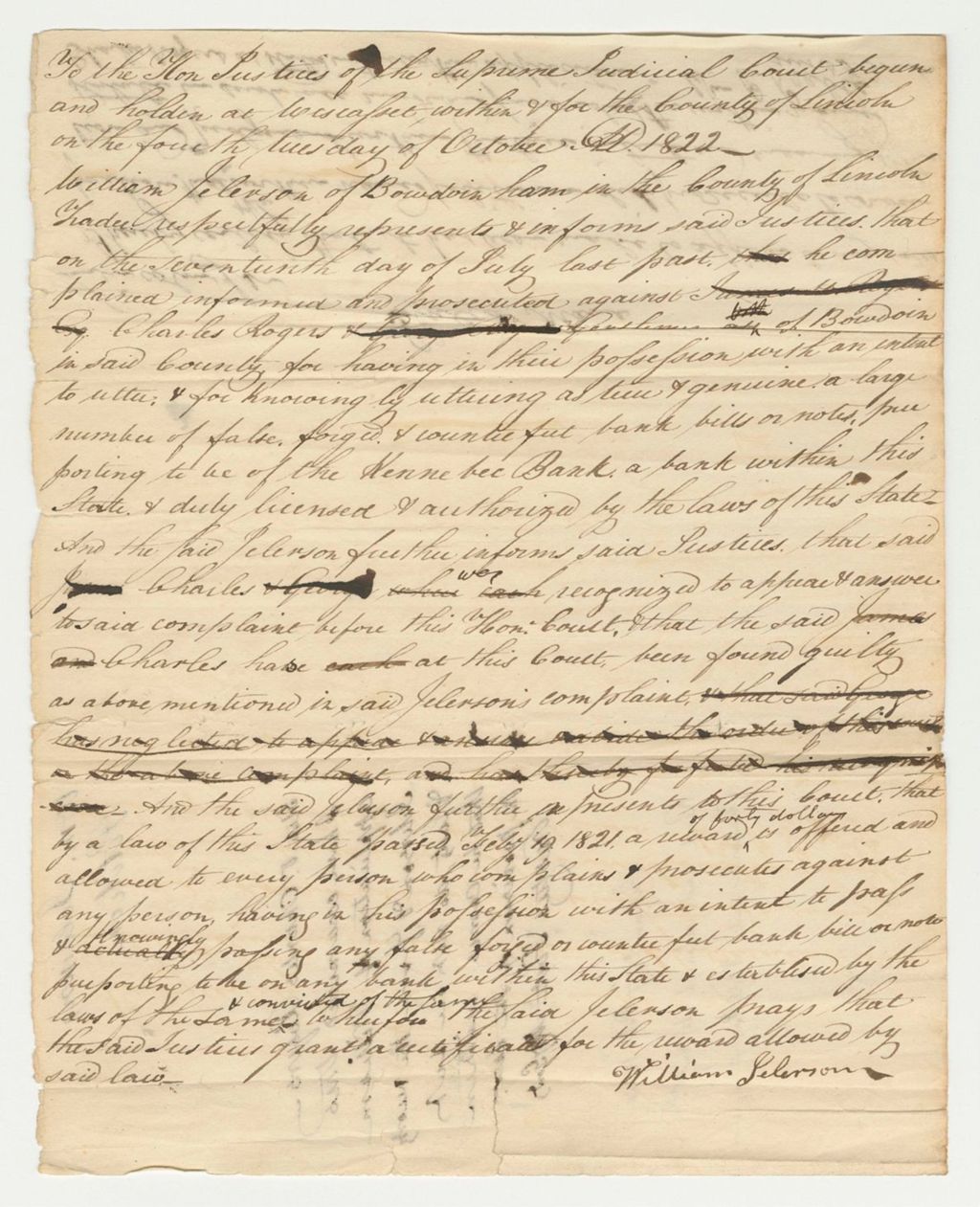 Miniature of Petition of William Jelerson