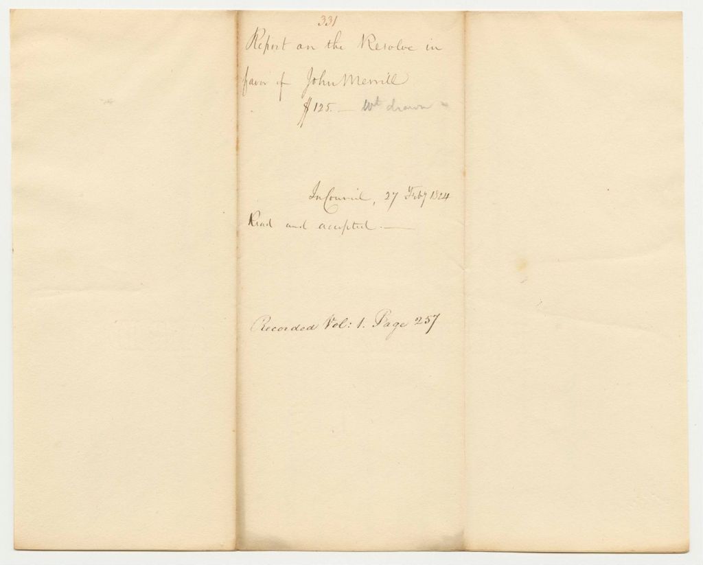 Miniature of Report 331: Report on the Resolve in Favor of John Merrill