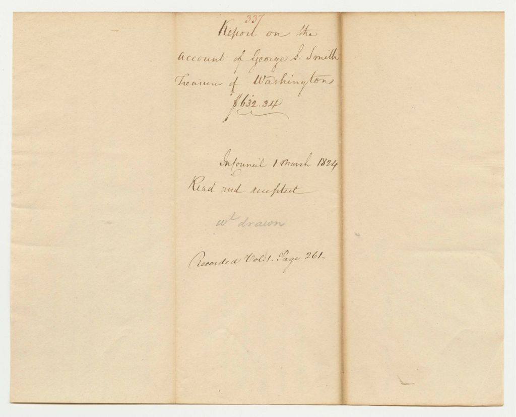 Miniature of Report 337: Report on the Account of George S. Smith, Treasurer of Washington County