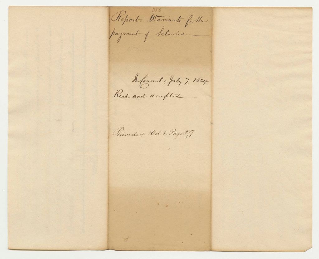 Miniature of Report 356: Report on the Warrants for the Payment of Salaries
