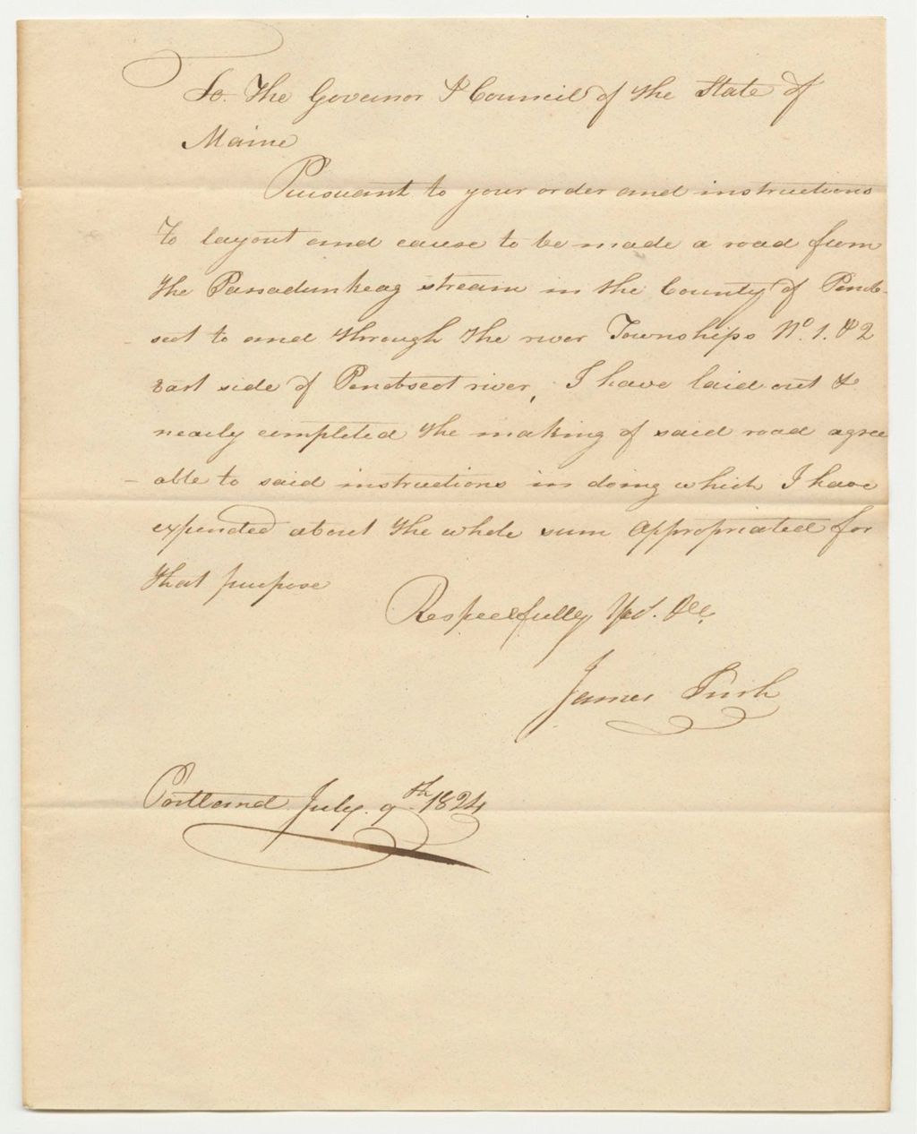 Miniature of Report 362: Report on the Warrant in Favor of James Irish, Agent for Opening a Road From Passadunkeag River