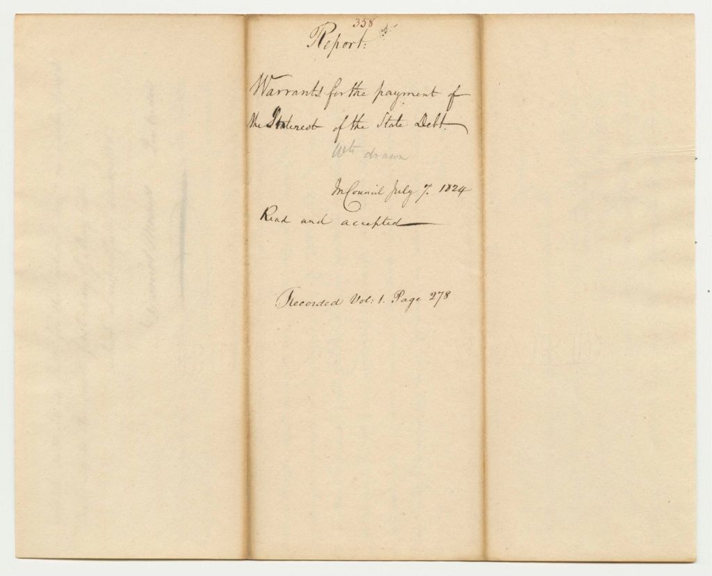 Miniature of Report 358: Report on the Warrants for the Payment of the Interest of the State Debt