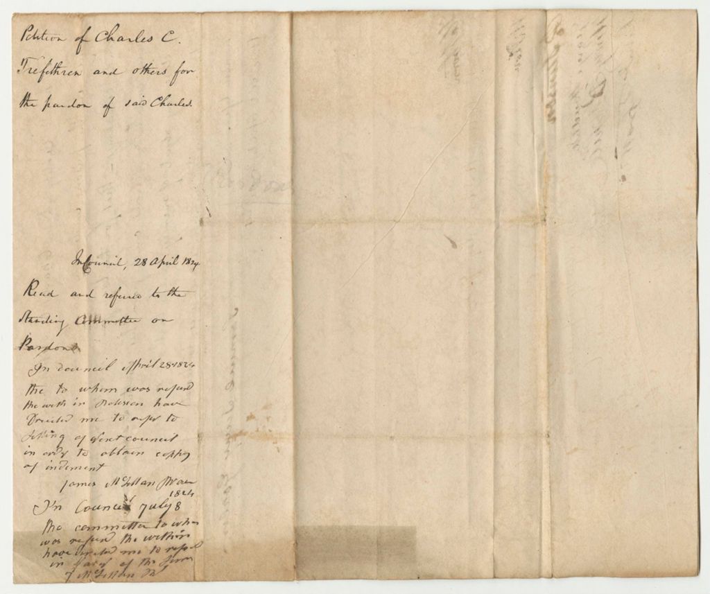 Miniature of Petition of Charles C. Trefethren and Others for a Pardon of Said Charles