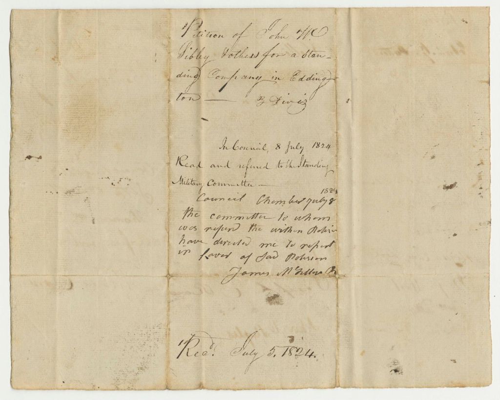 Miniature of Petition of John W. Libby and Others for a Standing Company in Eddington