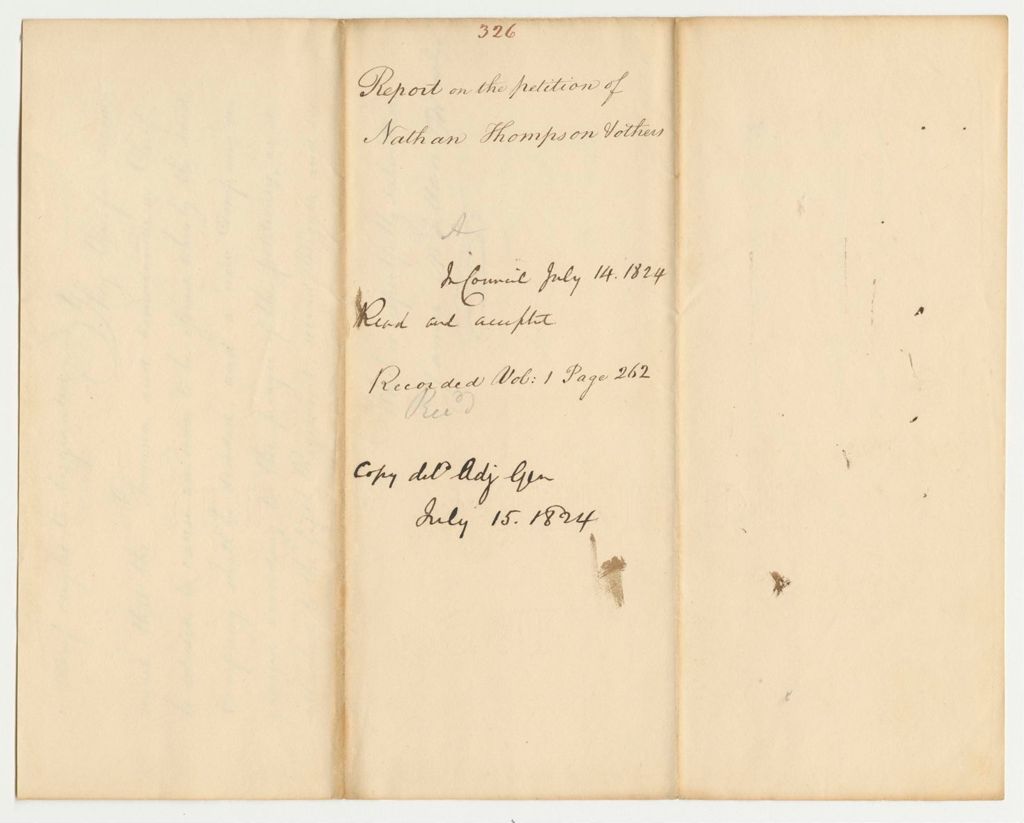 Miniature of Report 326: Report on the Petition of Nathan Thompson and Others for a Division of the Militia Company in New Portland